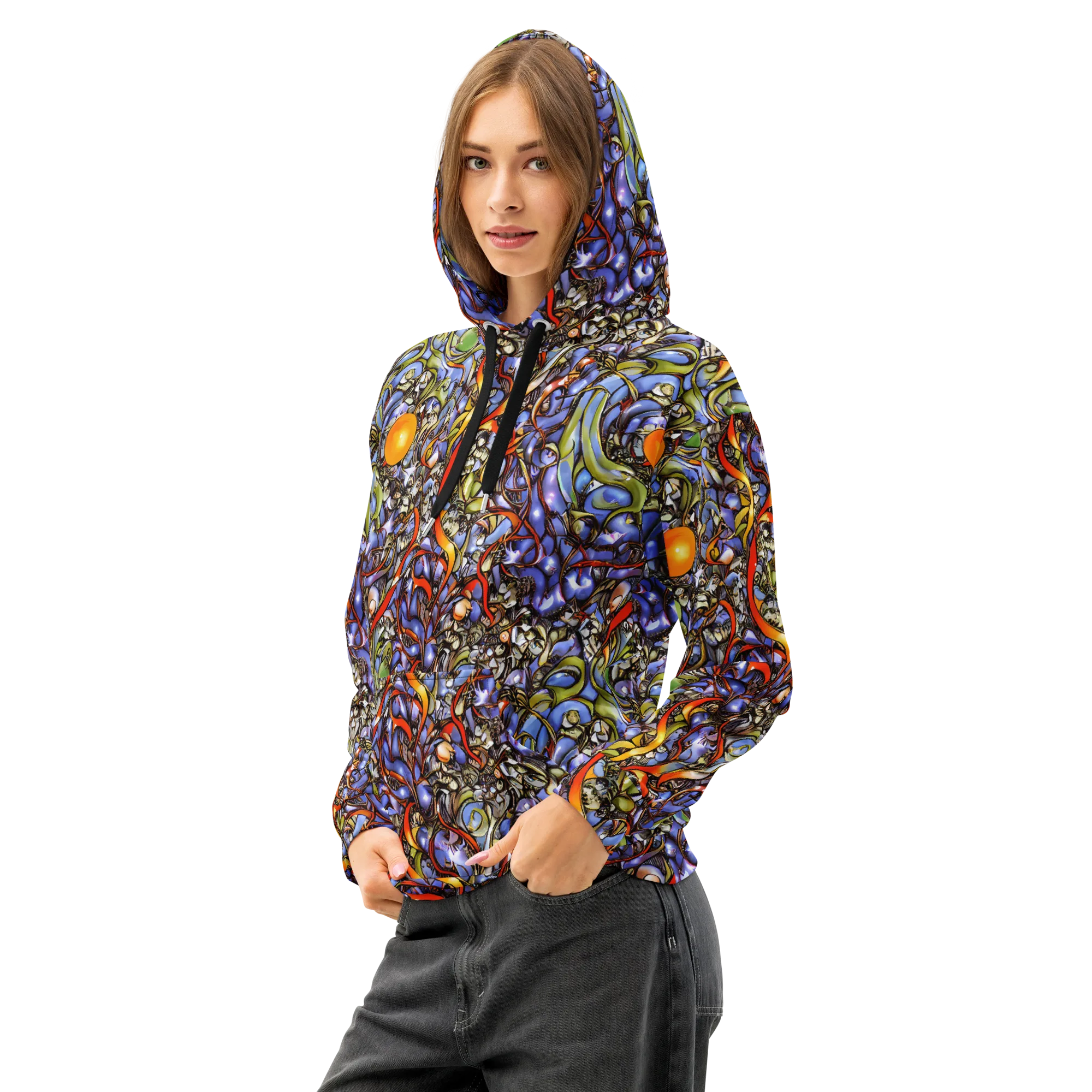 Kinetic Garden on Cotton Hoodie — Left Front
