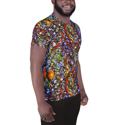 Kinetic Garden on a Men's Athletic T-Shirt