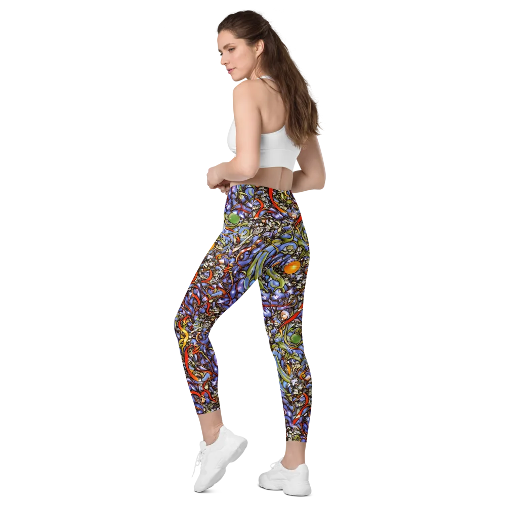Kinetic Garden on Leggings with Pockets — Left Back