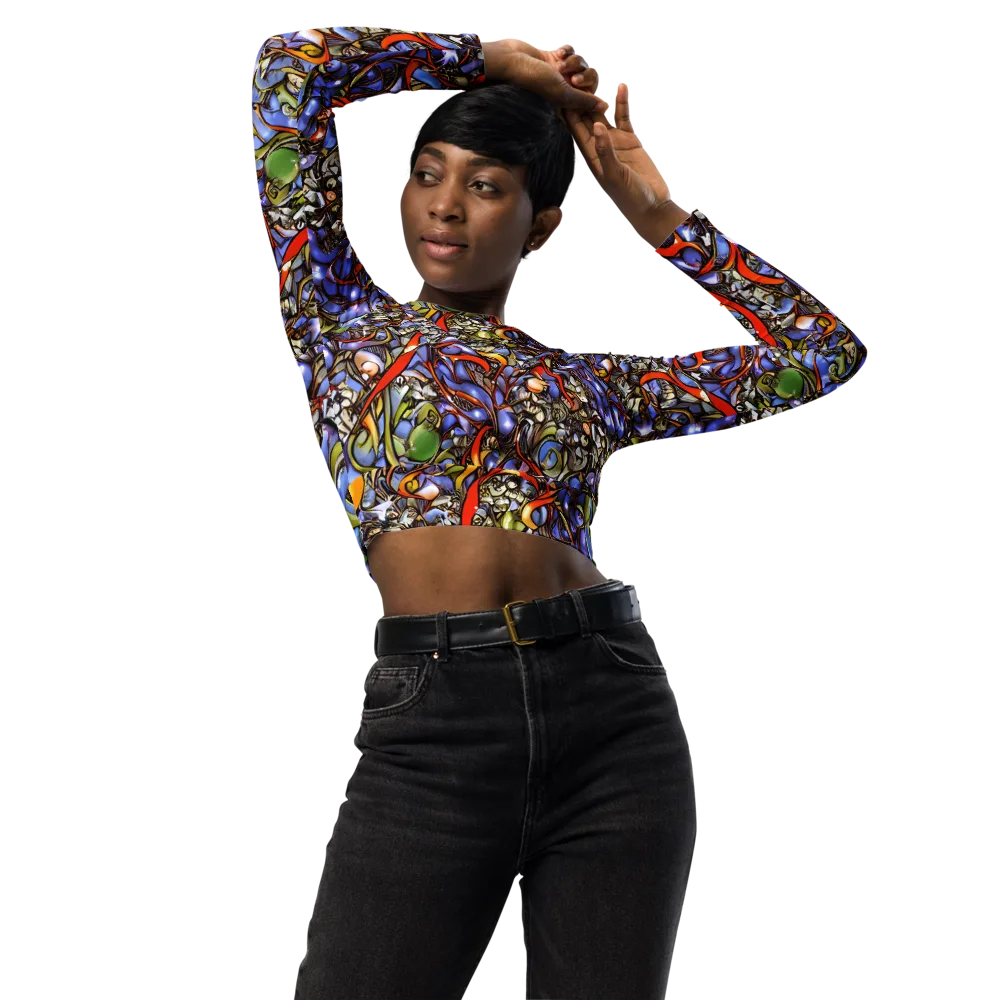 Kinetic Garden on Long Sleeve Crop Top — Front