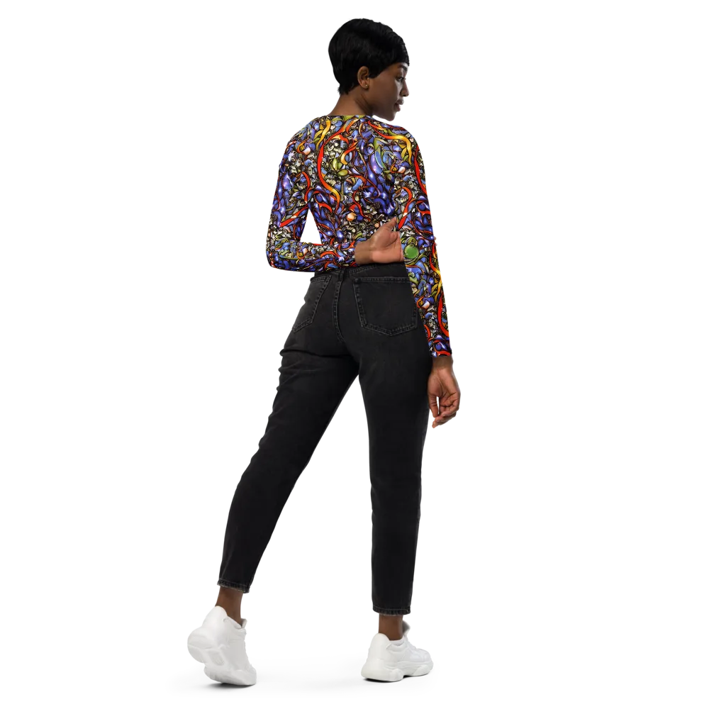 Kinetic Garden on Long Sleeve Crop Top — Right Back