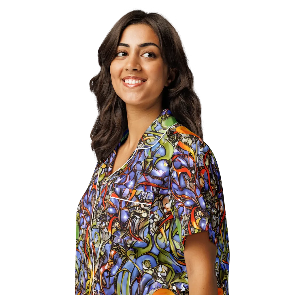 Kinetic Garden on Women's Short Sleeve Pajama Top — Left Front