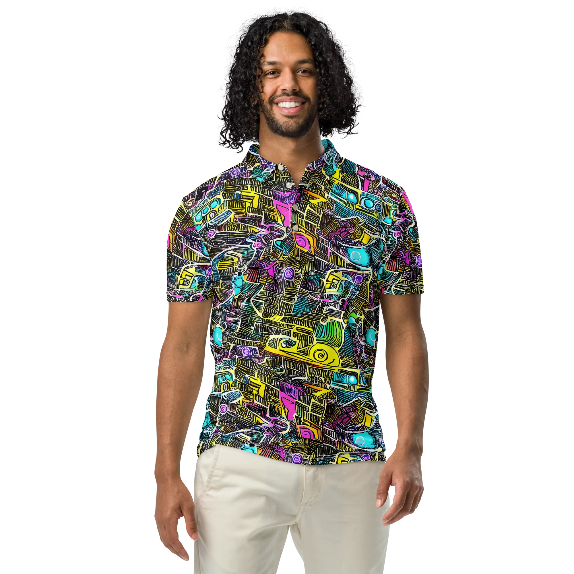 Kinetic Arcade on Men's Slim Fit Polo Shirt — Front