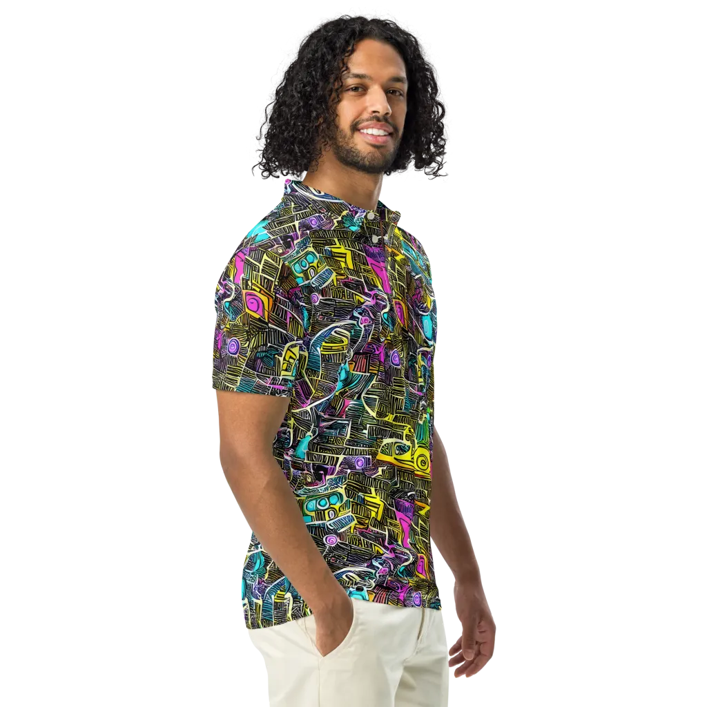Kinetic Arcade on Men's Slim Fit Polo Shirt — Right Front
