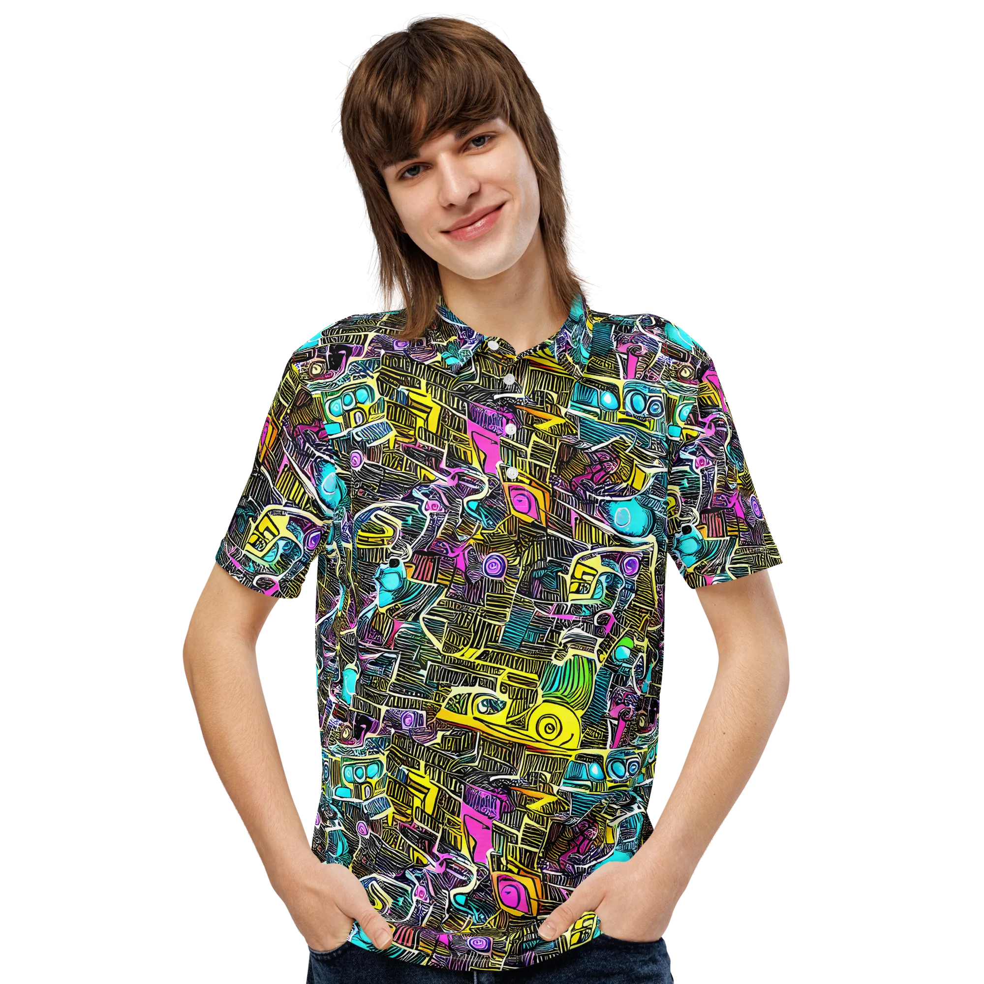 Kinetic Arcade on Men's Slim Fit Polo Shirt — Front