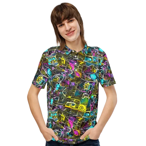Kinetic Arcade on a Men's Slim Fit Polo Shirt