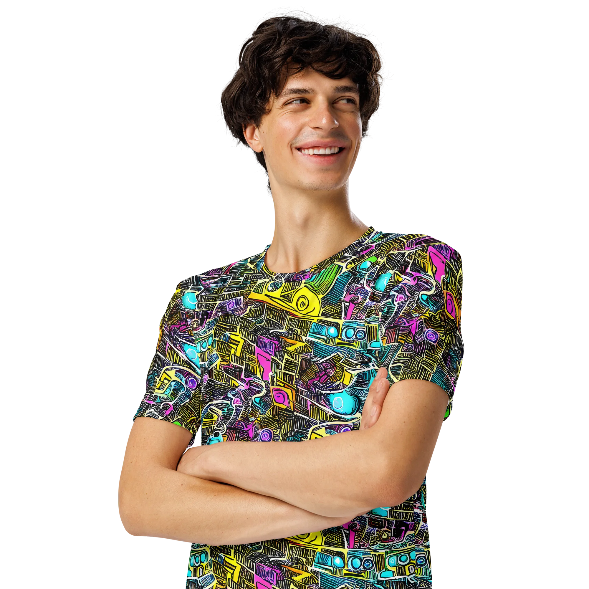 Kinetic Arcade on Men's Crew Neck T-Shirt — Left Front