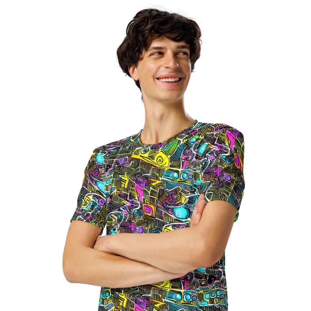 Kinetic Arcade on Men's Crew Neck T-Shirt — Left Front