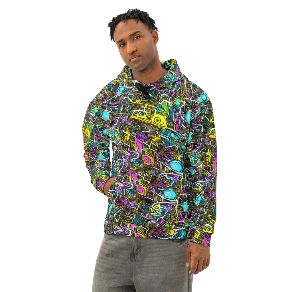 Kinetic Arcade on Cotton Hoodie — Left Front