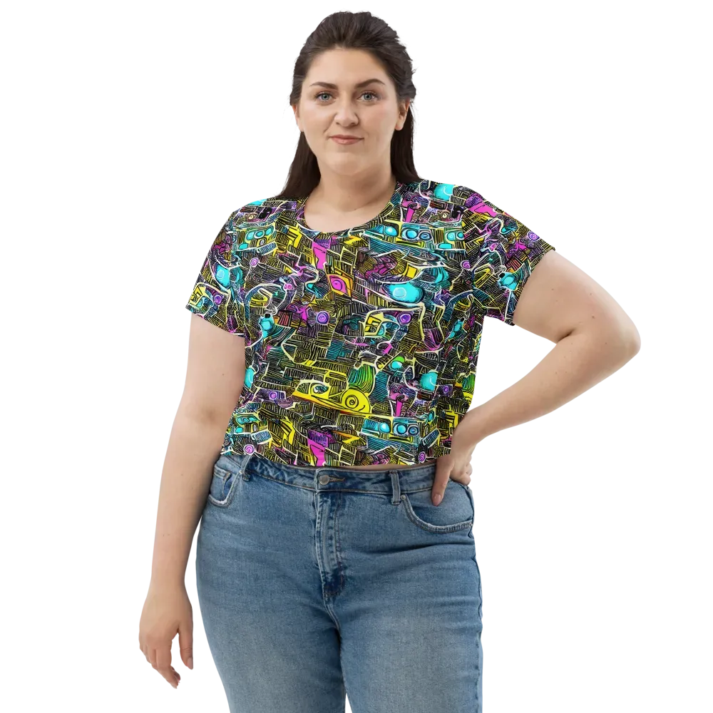 Kinetic Arcade on Crop Tee — Front