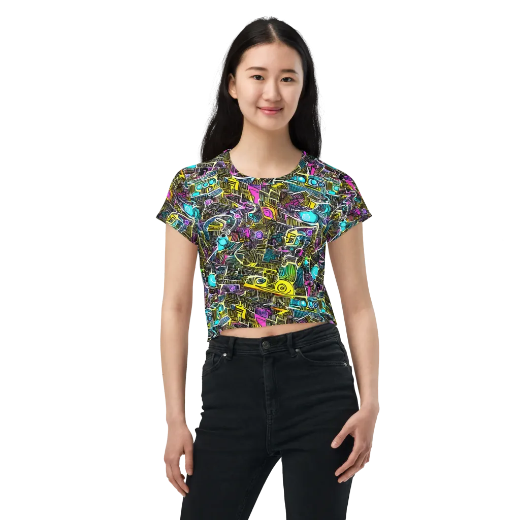 Kinetic Arcade on Crop Tee — Front
