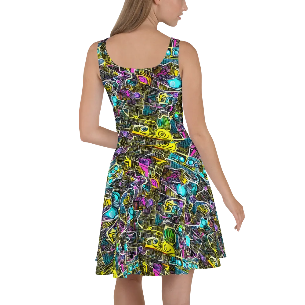 Kinetic Arcade on Skater Dress — Back