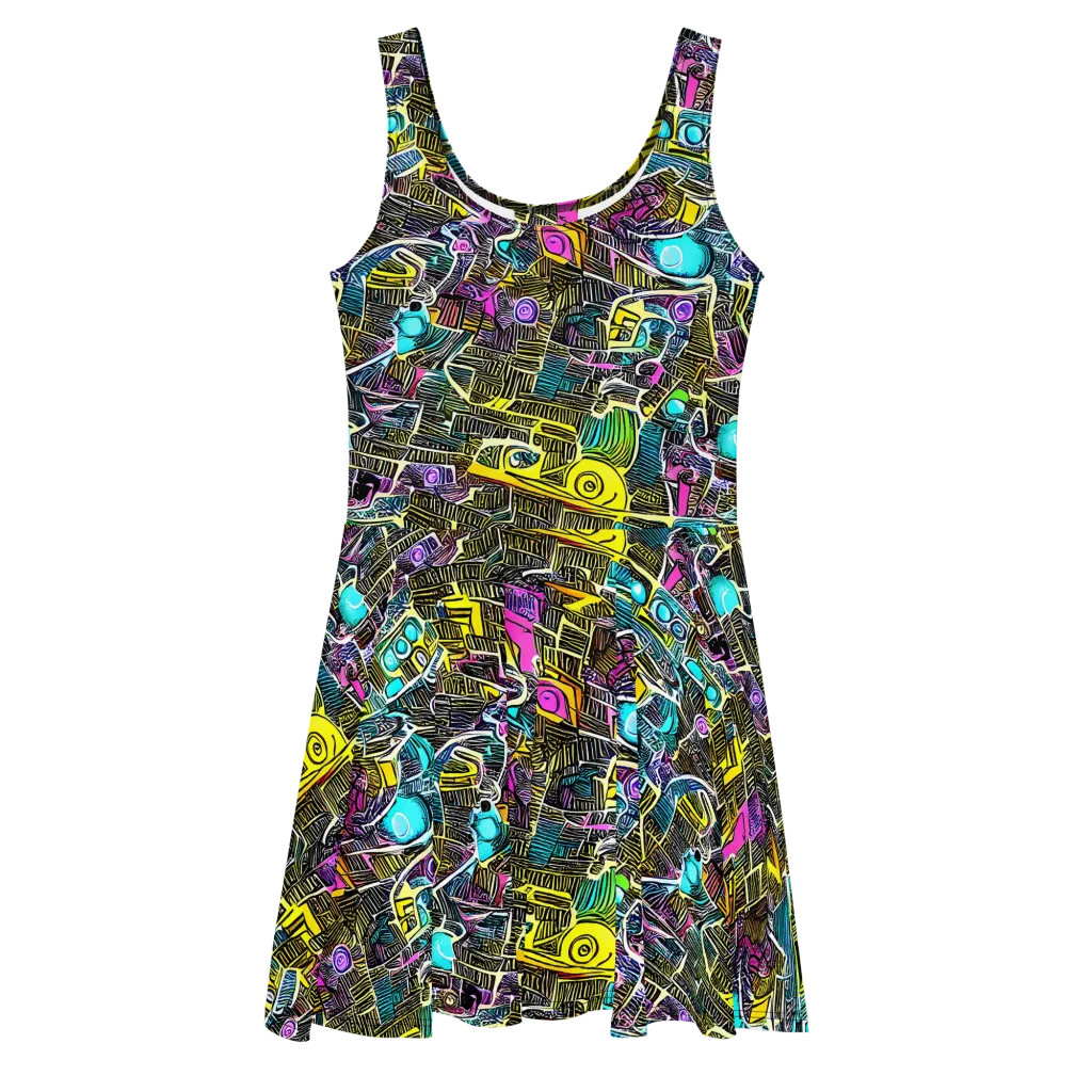 Kinetic Arcade on Skater Dress — Front