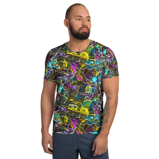 Kinetic Arcade on a Men's Athletic T-Shirt