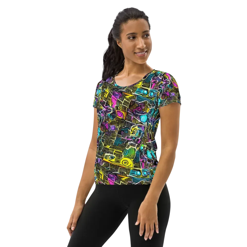 Kinetic Arcade on Women's Athletic T-Shirt — Left