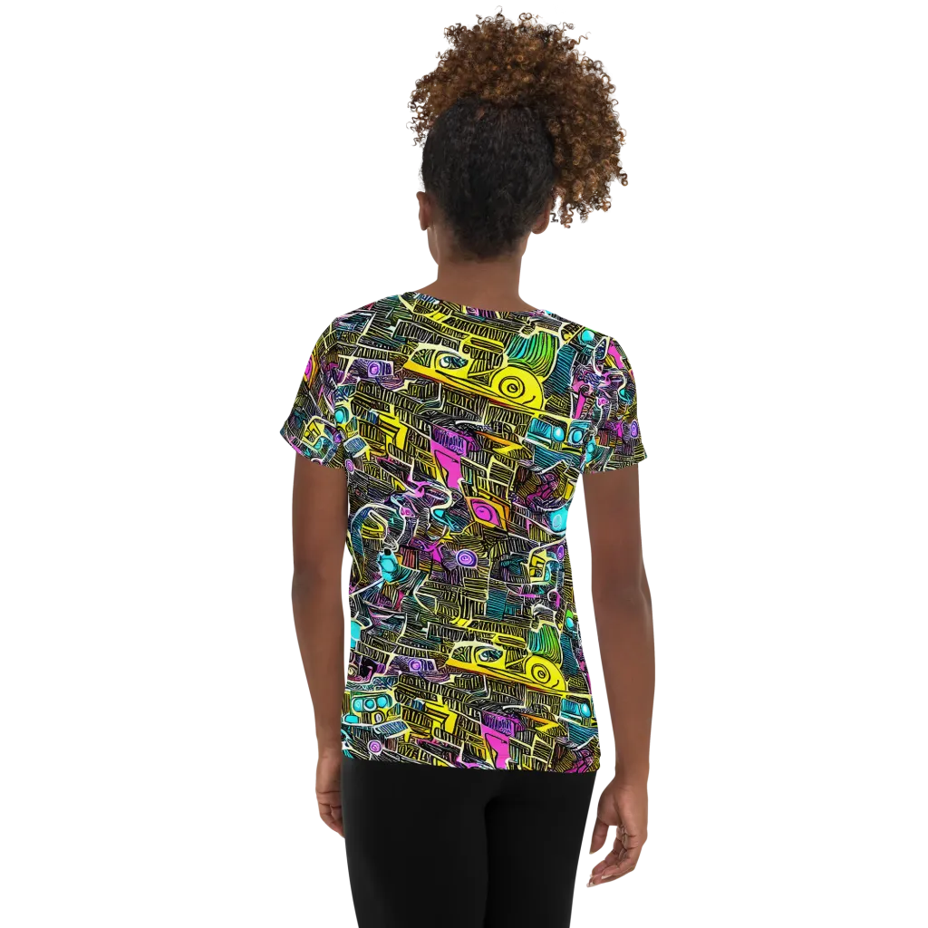 Kinetic Arcade on Women's Athletic T-Shirt — Back