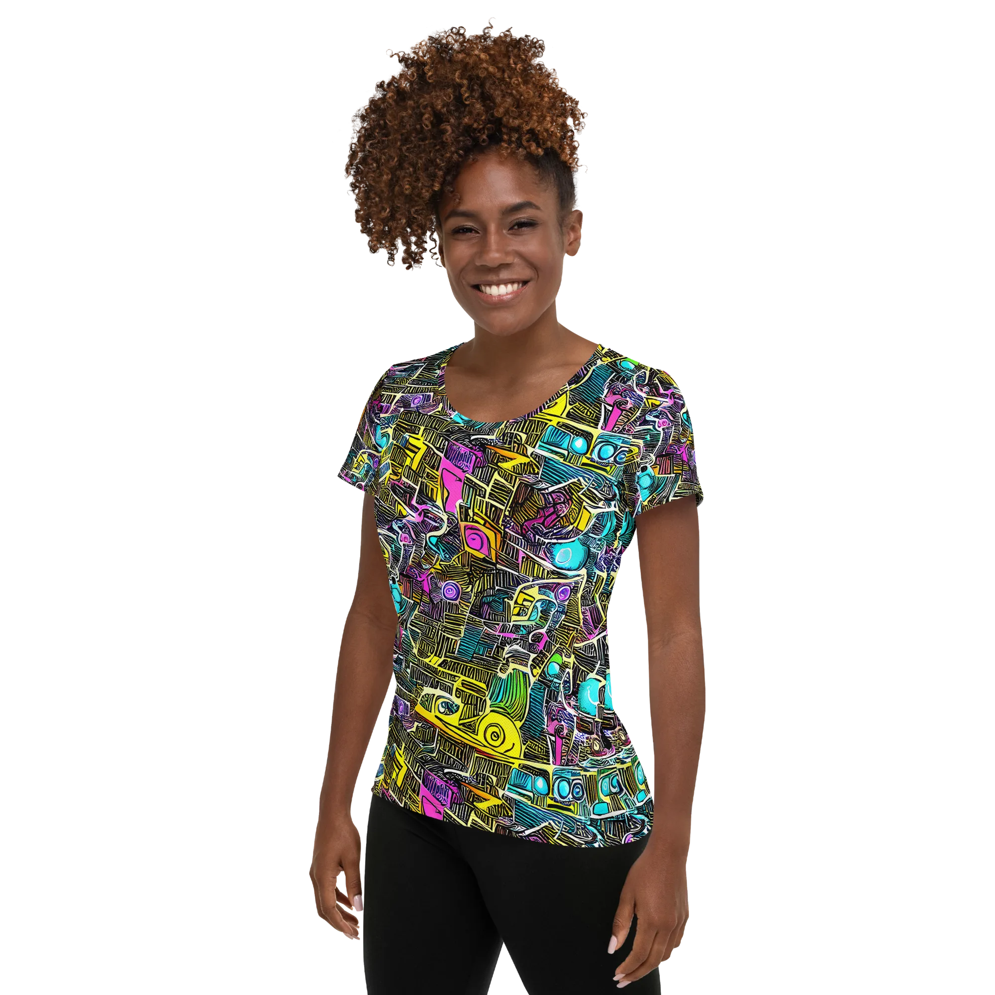 Kinetic Arcade on Women's Athletic T-Shirt — Left
