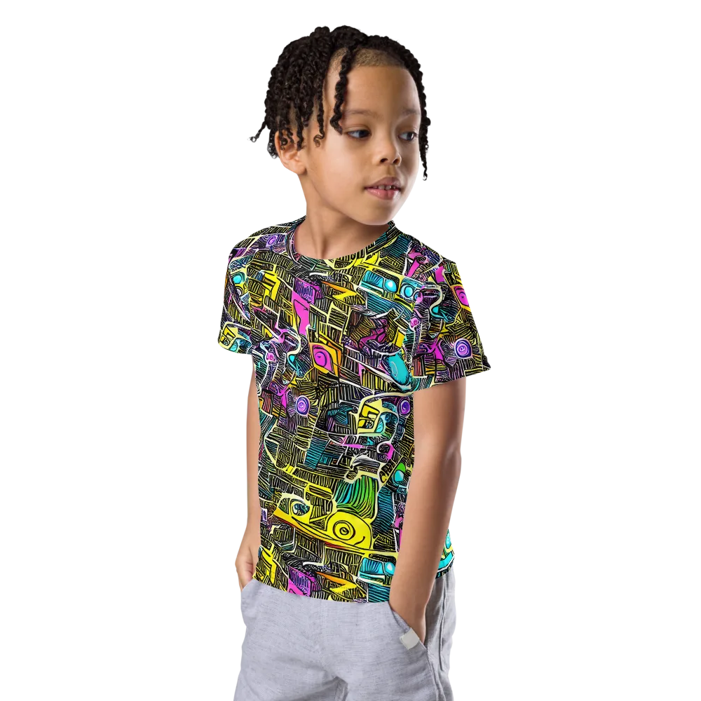 Kinetic Arcade on Kids Crew Neck T-Shirt — Left Front
