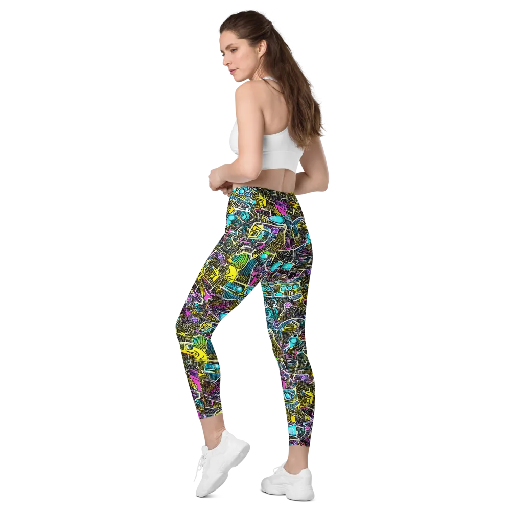 Kinetic Arcade on Leggings with Pockets — Left Back