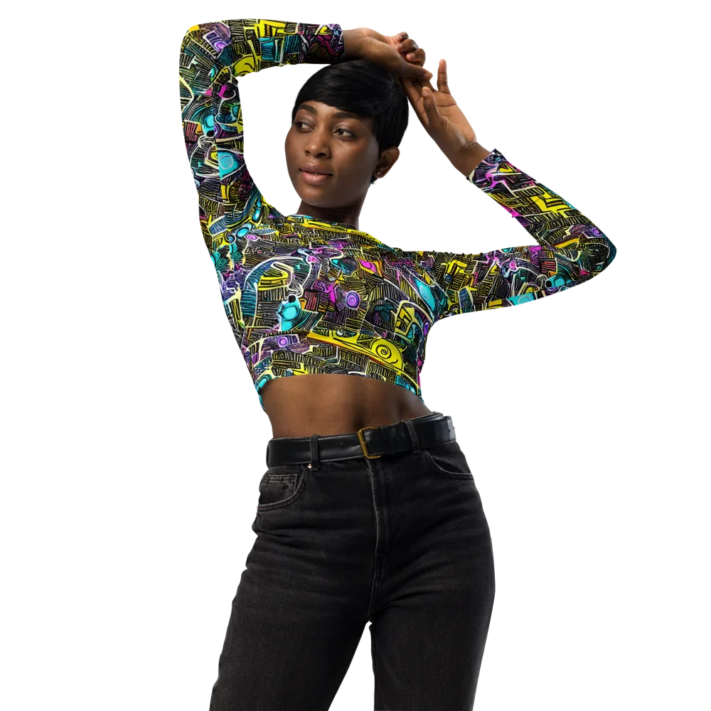 Kinetic Arcade on Long Sleeve Crop Top — Front