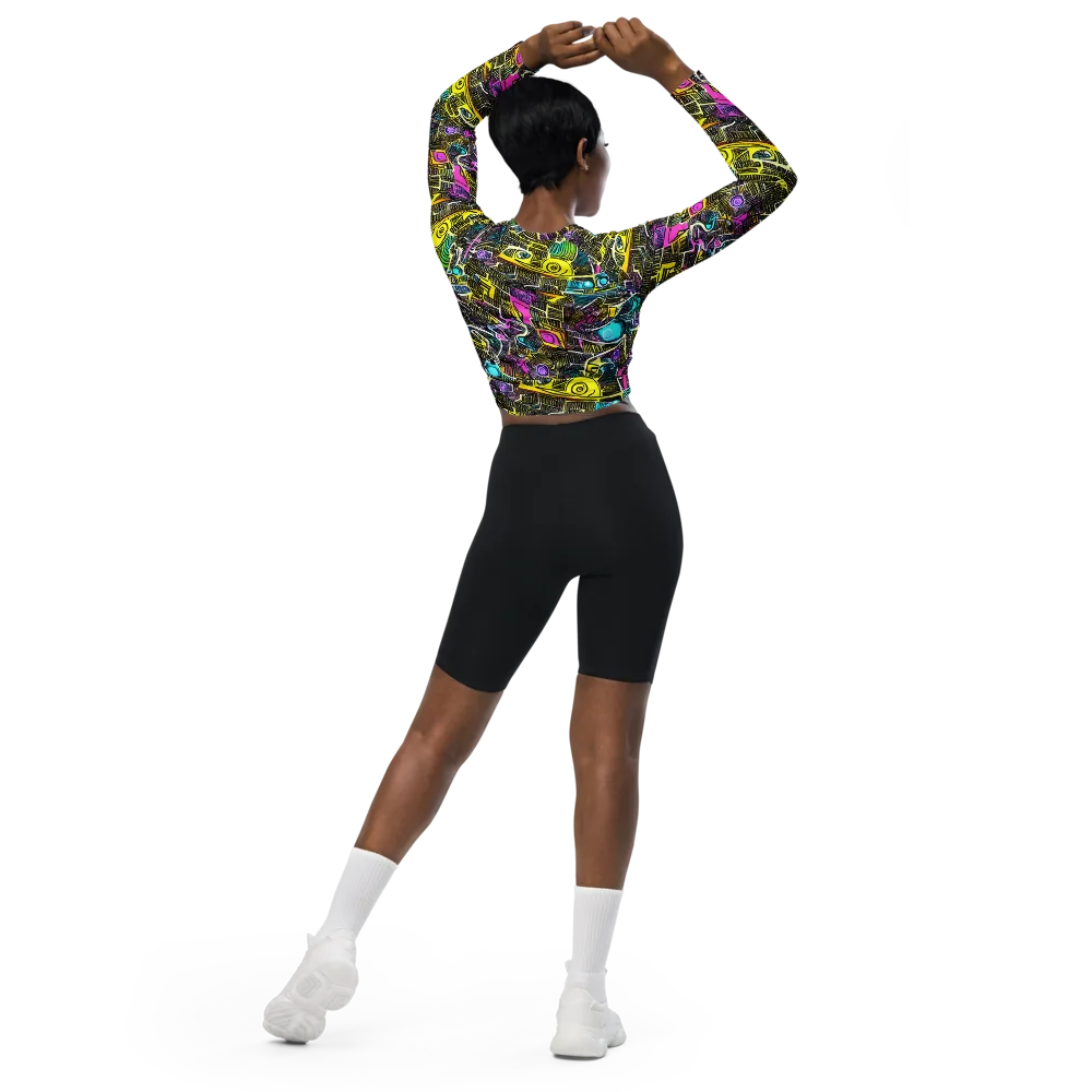 Kinetic Arcade on Long Sleeve Crop Top — Back