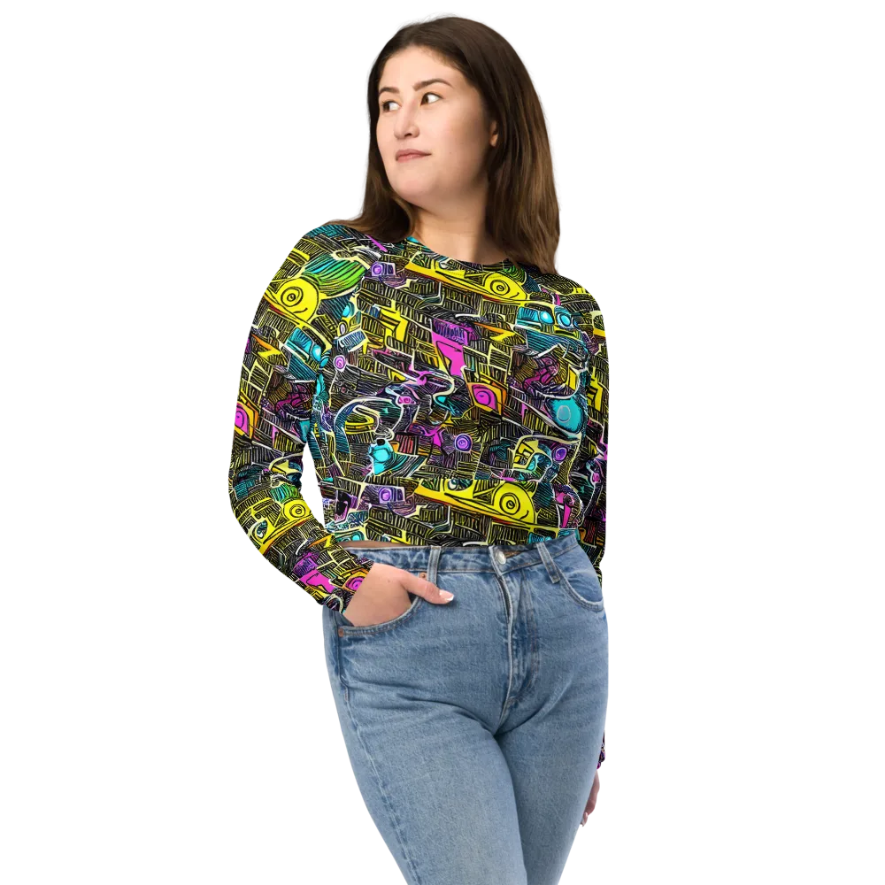 Kinetic Arcade on Long Sleeve Crop Top — Front