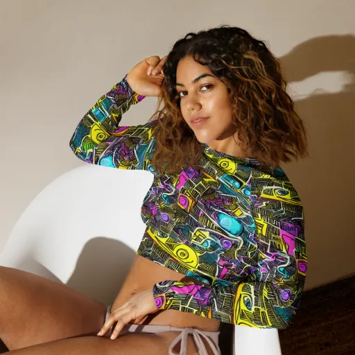 Kinetic Arcade on a Long Sleeve Crop Top