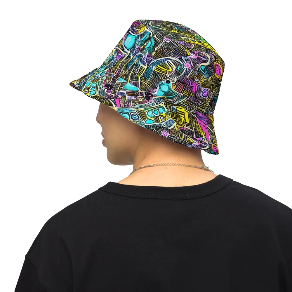 Kinetic Arcade on Reversible Bucket Hat — Back Inside