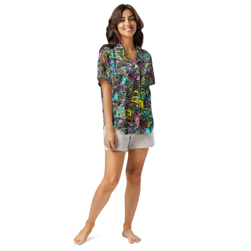 Kinetic Arcade on a Women's Short Sleeve Pajama Top