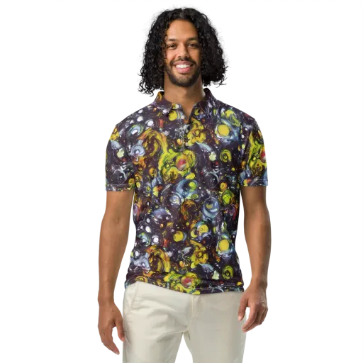 Dark Matter Dance on a Men's Slim Fit Polo Shirt