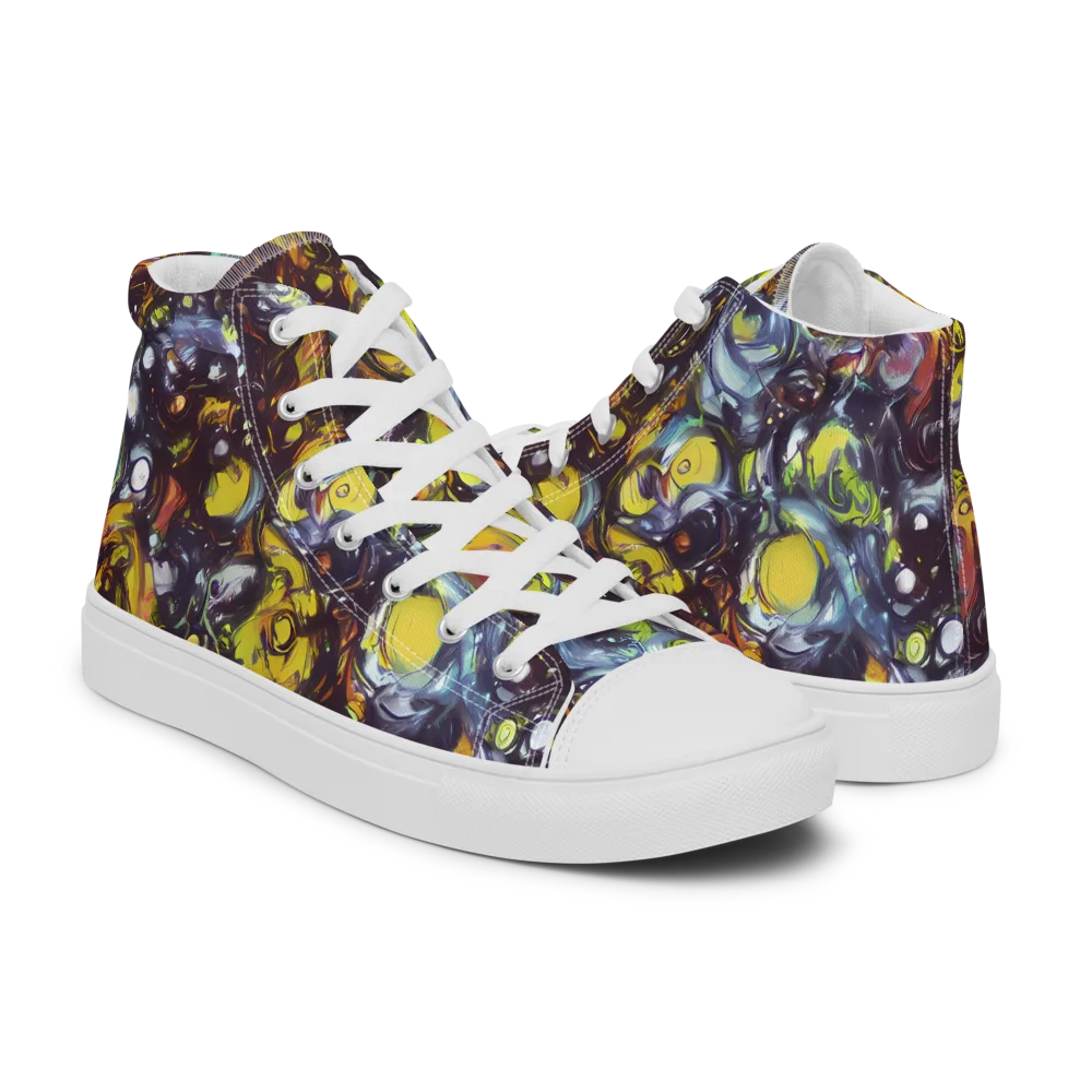 Dark Matter Dance on Men's High Top Canvas Shoes — Right