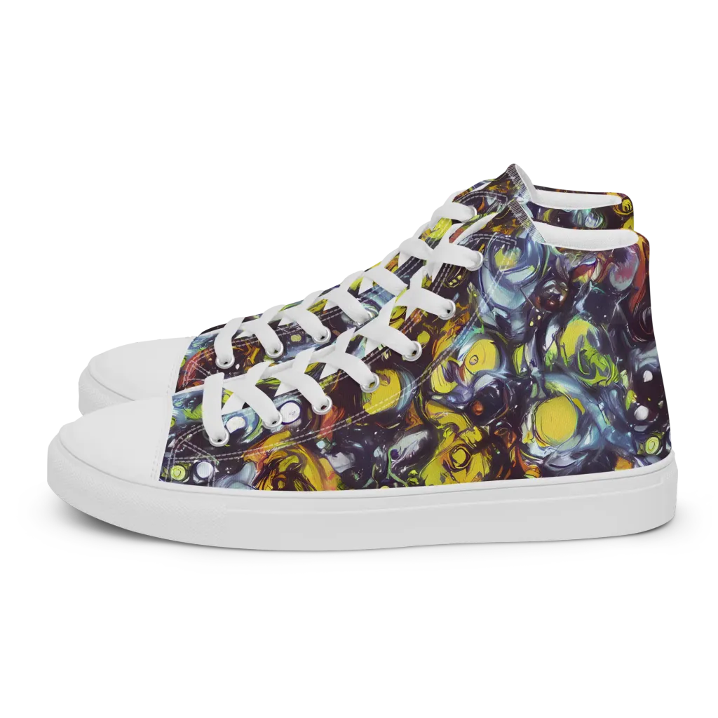 Dark Matter Dance on Women's High Top Canvas Shoes — Left