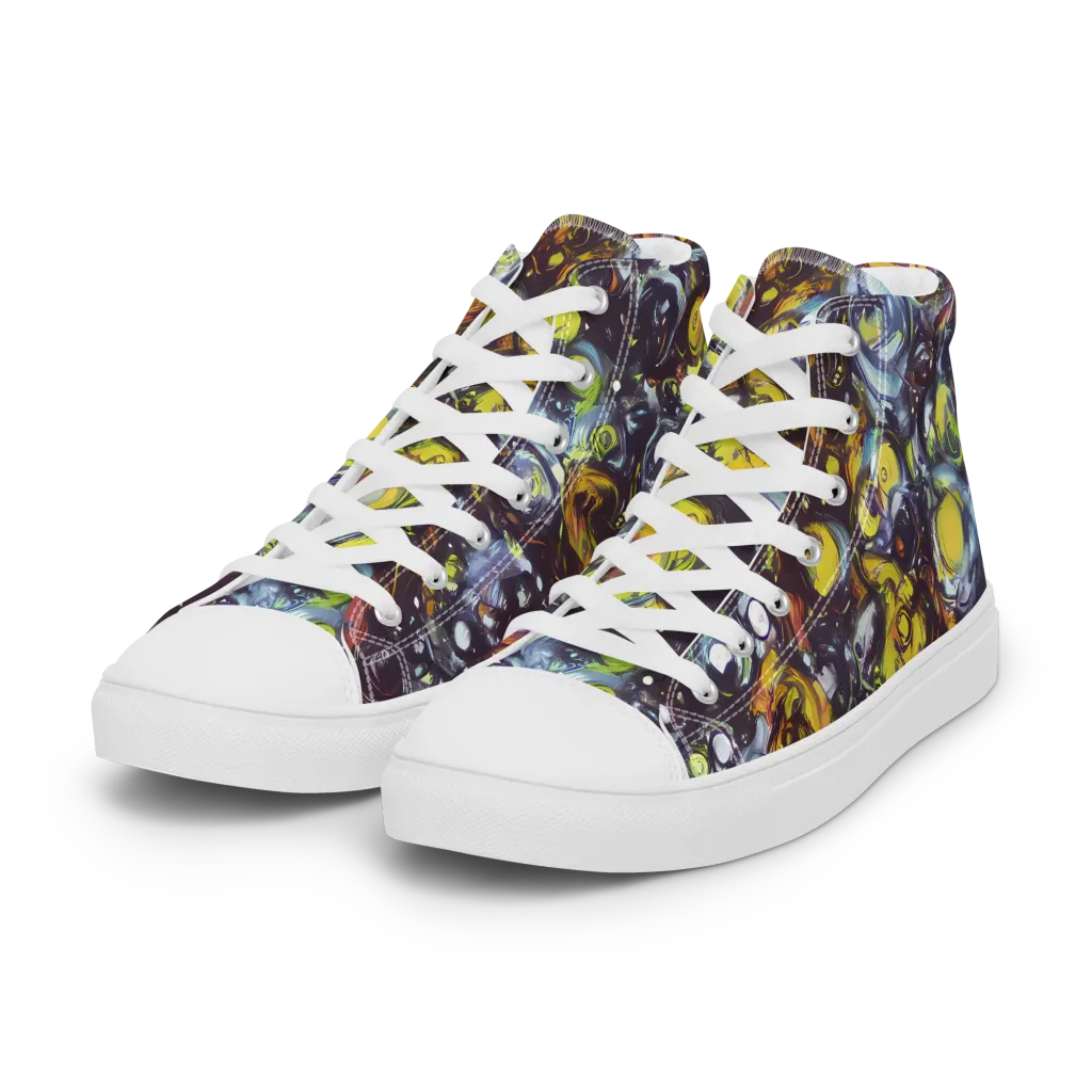 Dark Matter Dance on Women's High Top Canvas Shoes — Left Front