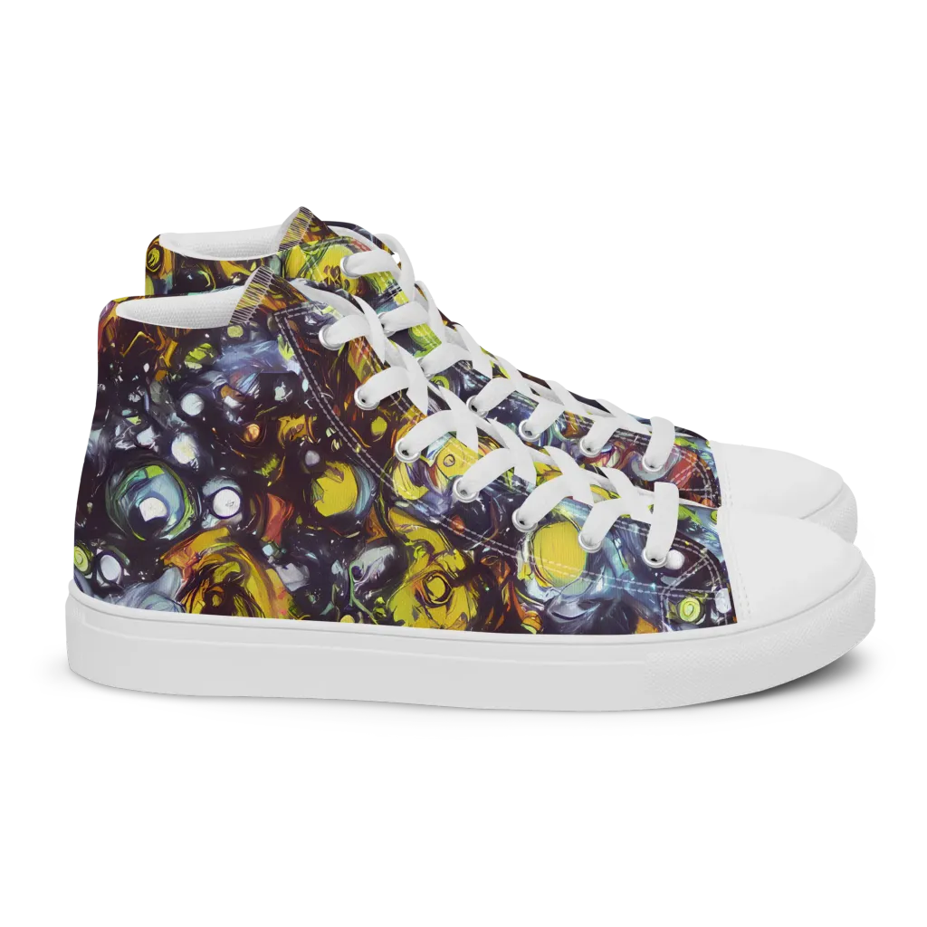 Dark Matter Dance on Women's High Top Canvas Shoes — Right