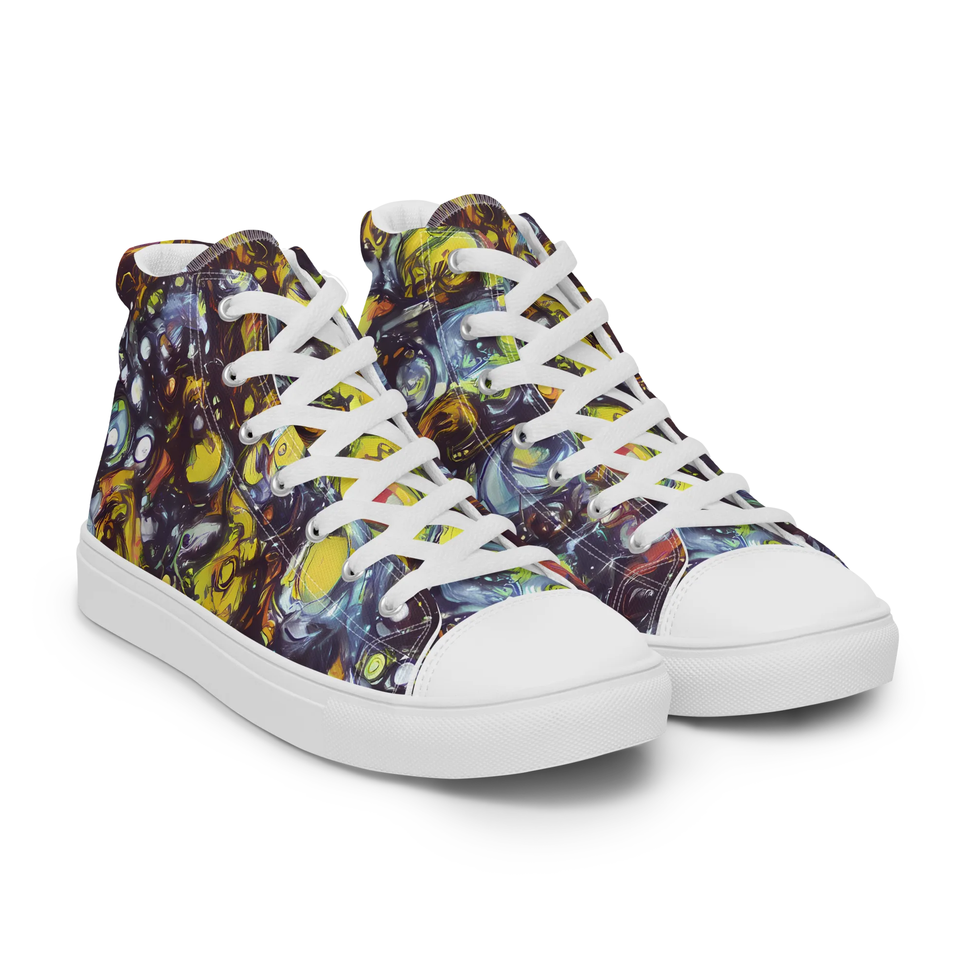 Dark Matter Dance on Women's High Top Canvas Shoes — Right Front