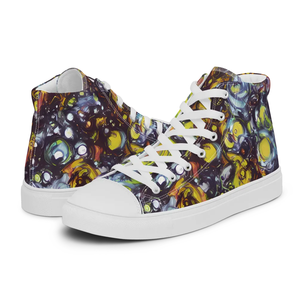 Dark Matter Dance on Women's High Top Canvas Shoes — Left