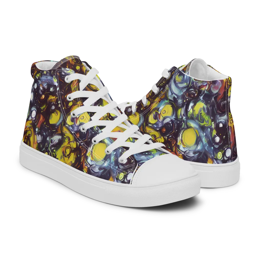 Dark Matter Dance on Women's High Top Canvas Shoes — Right