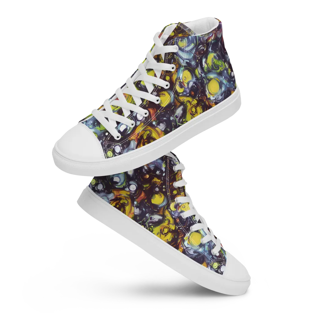 Dark Matter Dance on Women's High Top Canvas Shoes — Front