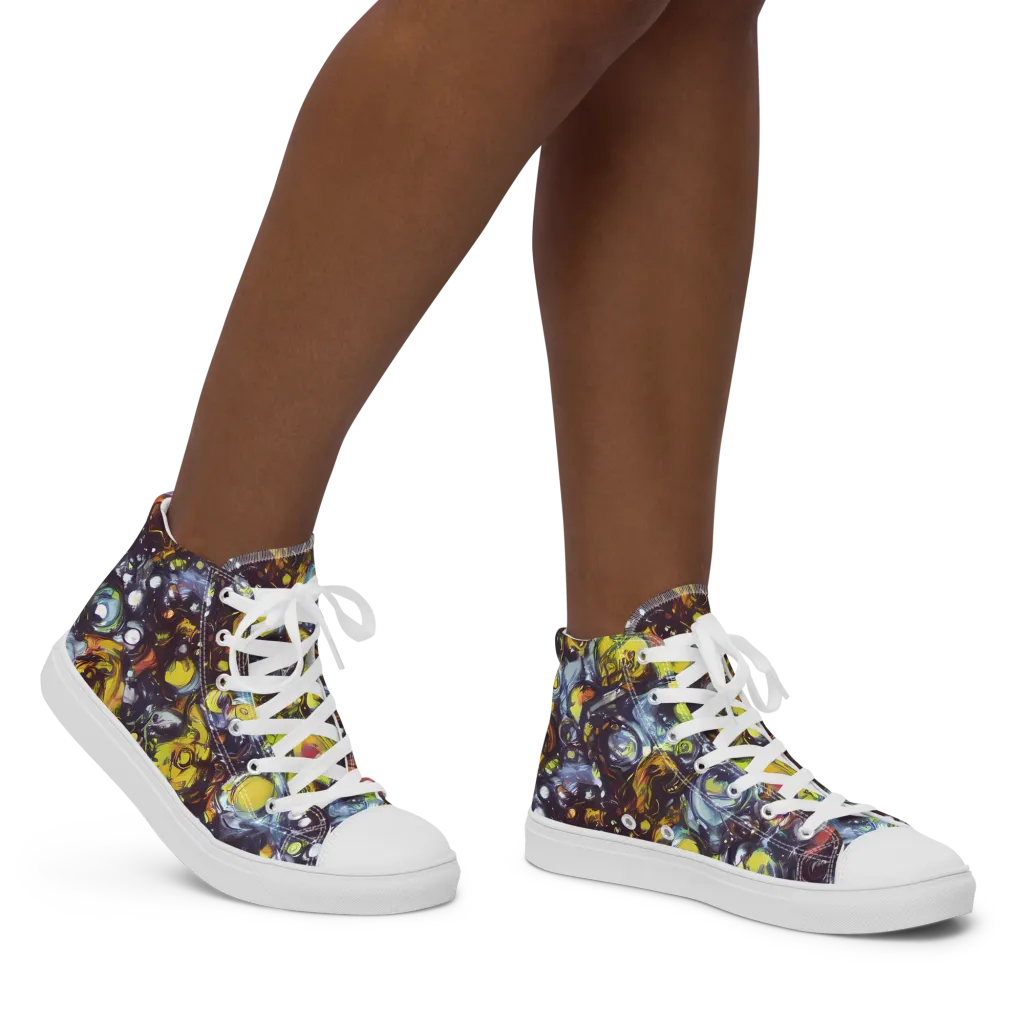 Dark Matter Dance on Women's High Top Canvas Shoes — Right