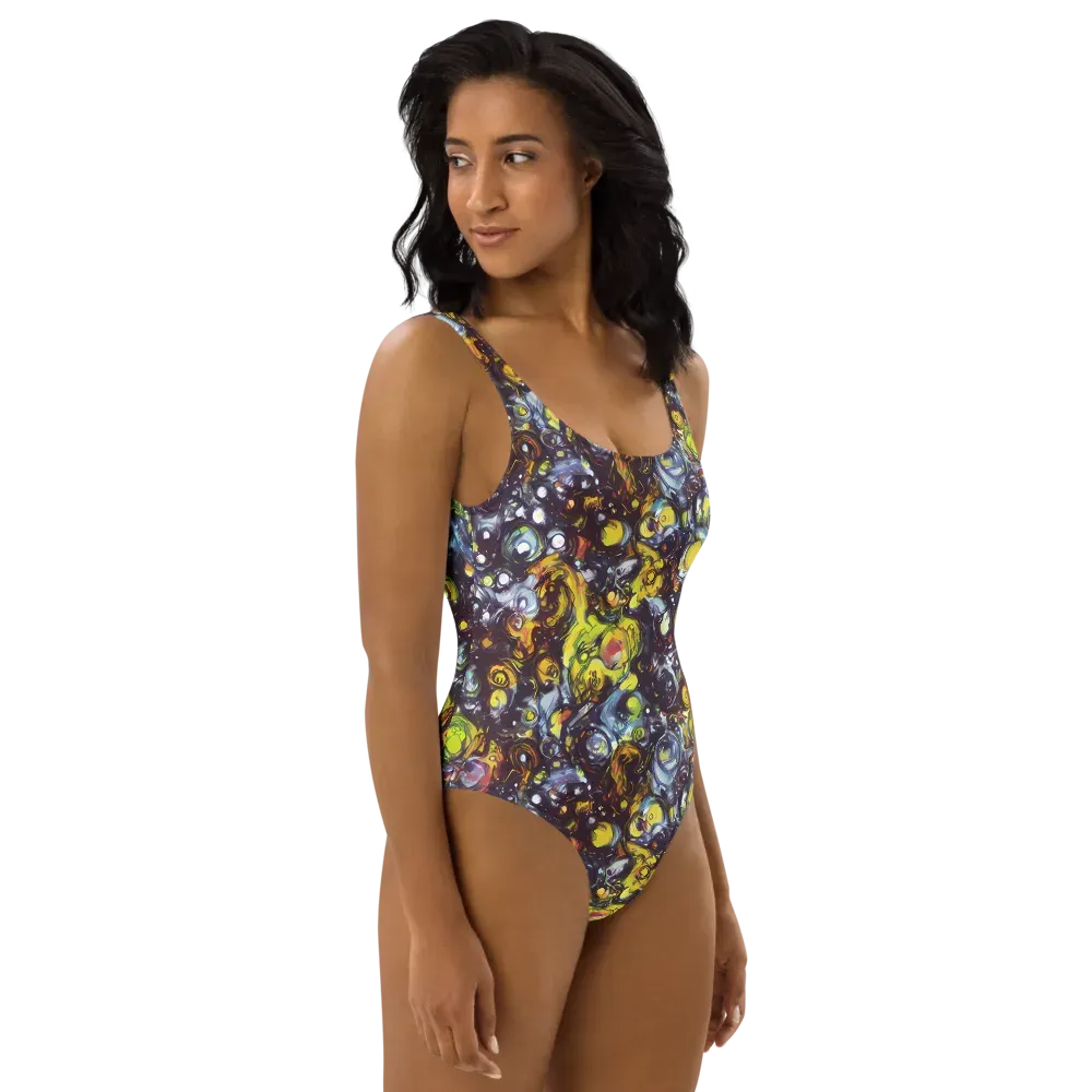 Dark Matter Dance on One-Piece Swimsuit — Right