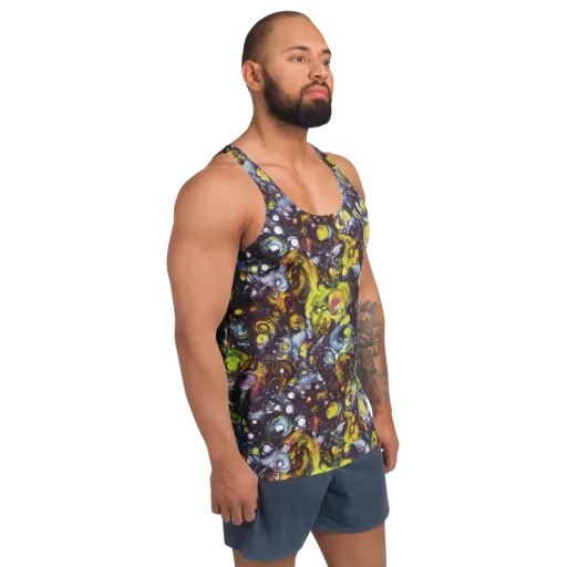 Dark Matter Dance on a Men's Tank Top