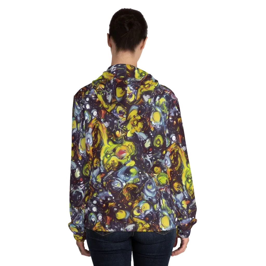 Dark Matter Dance on Women's Full-Zip Hoodie — Back On Person