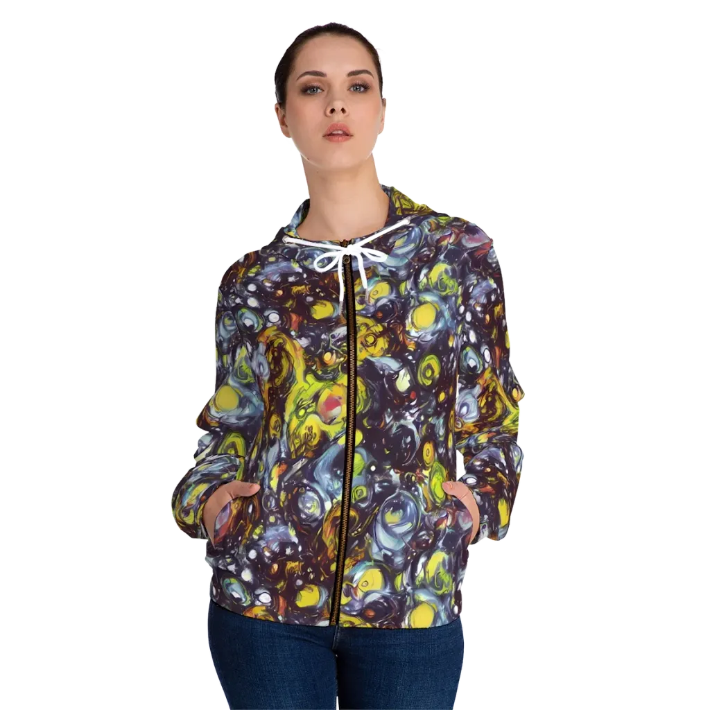 Dark Matter Dance on Women's Full-Zip Hoodie — Front On Person