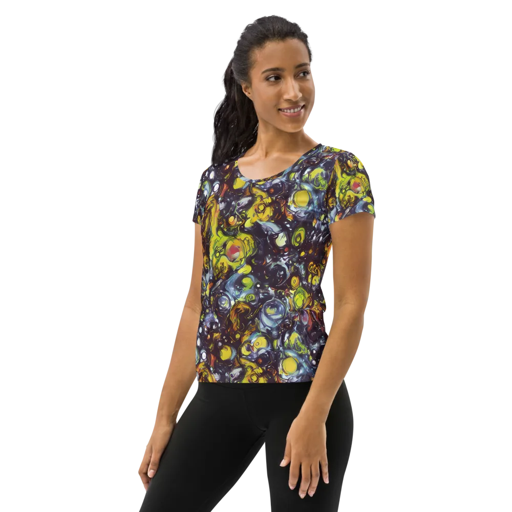 Dark Matter Dance on Women's Athletic T-Shirt — Left