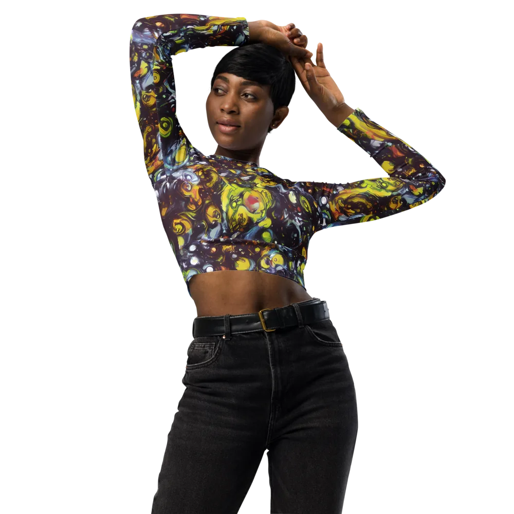 Dark Matter Dance on Long Sleeve Crop Top — Front