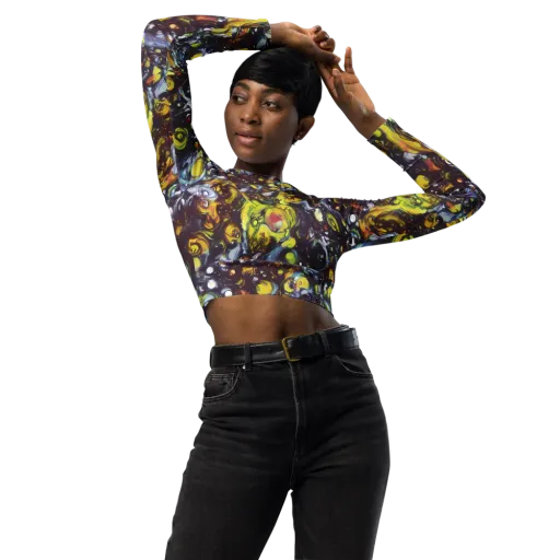 Dark Matter Dance on a Long Sleeve Crop Top