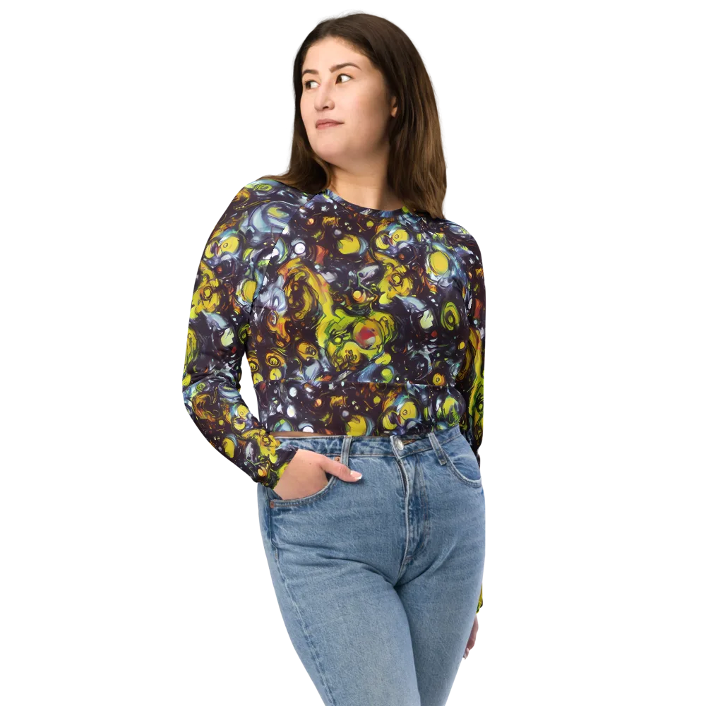 Dark Matter Dance on Long Sleeve Crop Top — Front