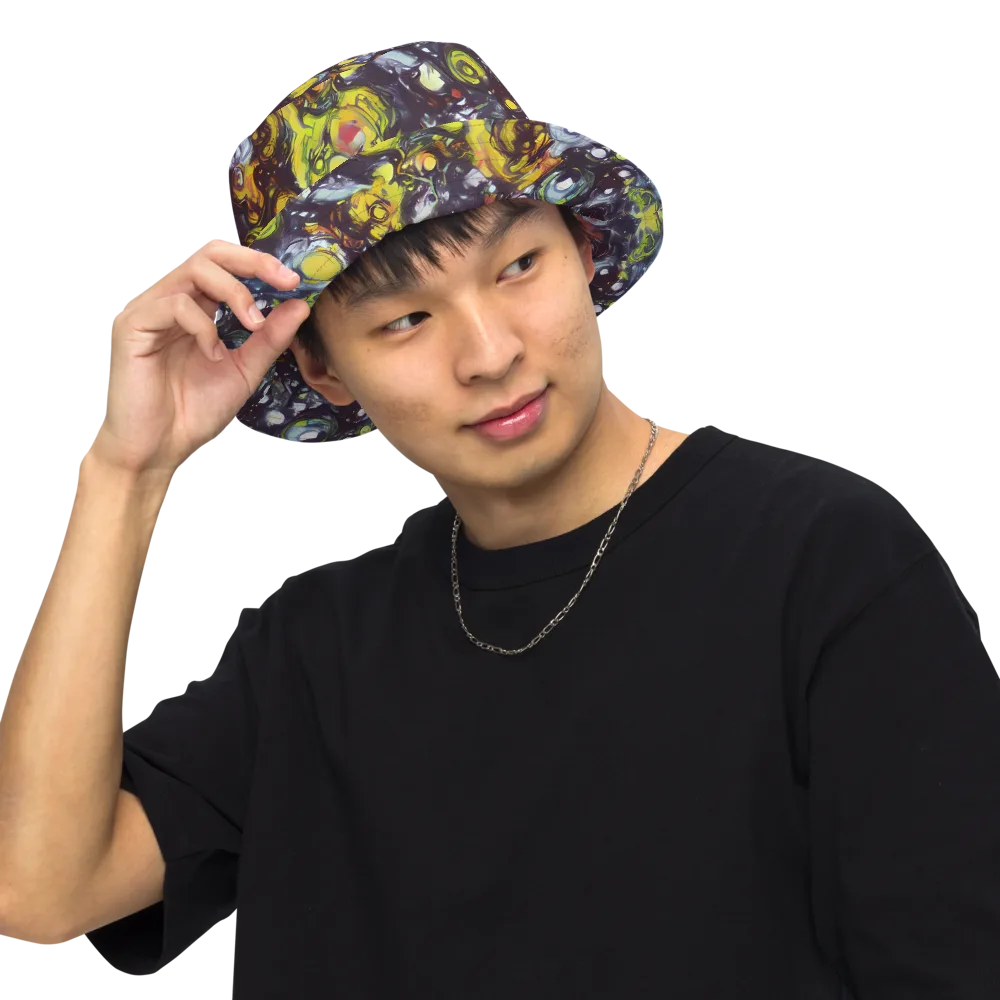 Dark Matter Dance on Reversible Bucket Hat — Front Inside