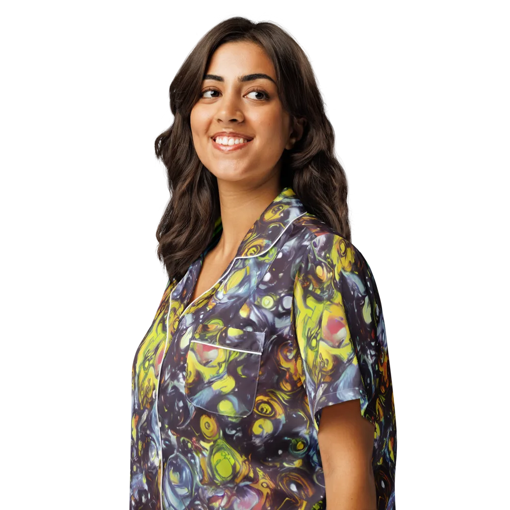Dark Matter Dance on Women's Short Sleeve Pajama Top — Left Front