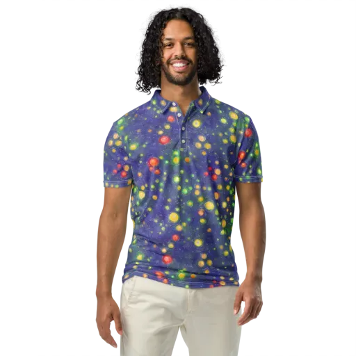 Luminous Nebula on a Men's Slim Fit Polo Shirt
